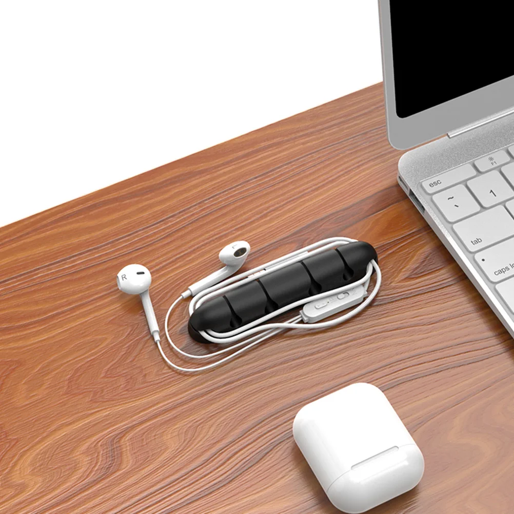 

4 Pcs Silicone Cable ganizer Clips Wire Holders for Headphones Chargers Black Desk Accessories Cord Management Gift