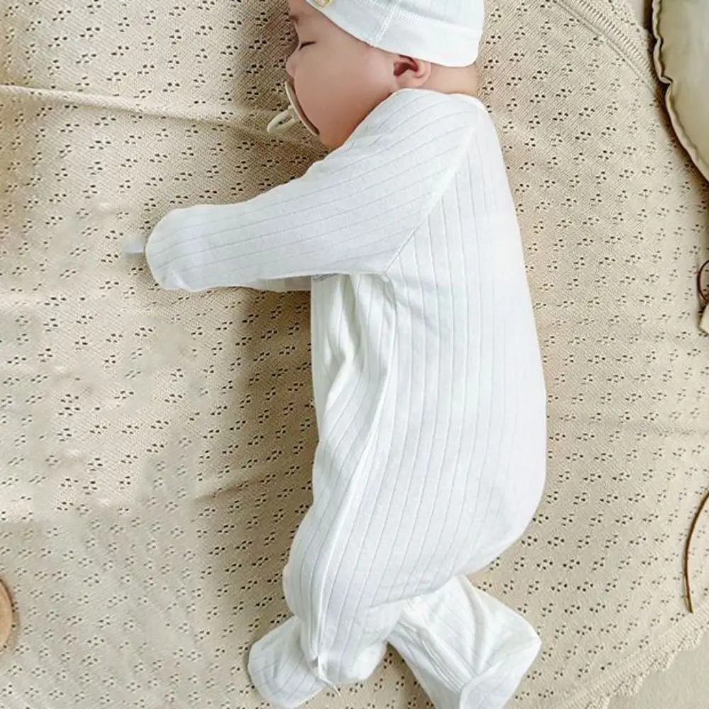 Long Pants Climb Lace Up Baby Romper Casual Outfit Cotton Foot-Cover Frogsuit Infant Romper Anti-scratching Newborn Jumpsuit