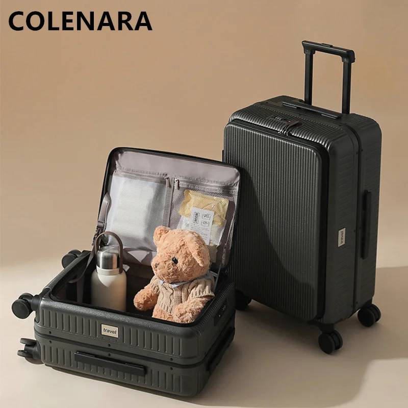 COLENARA High Quality Suitcase Front Opening Boarding Case Laptop Trolley Case USB Charging 20