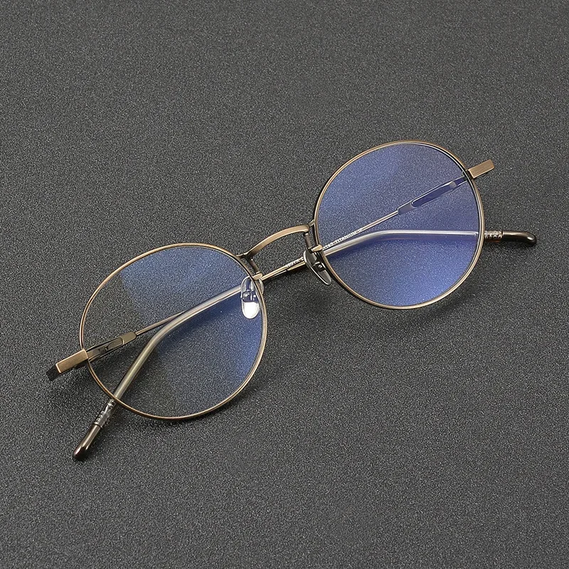 Top Quality Lightweight Round Myopia Handmade for Men and Women Retro Titanium Glasses Frame 463YX Anti Blue Light Eyeglasses