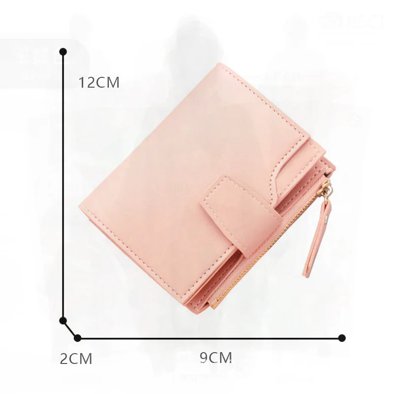 Women's Button Wallet Short Multi-Card Holder PU Leather Zippered Three-Fold Urban Minimalist Style Casual Outfit Accessory