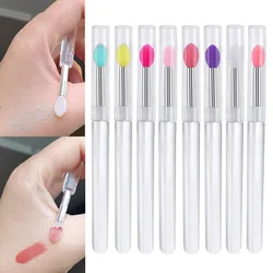 8Pcs Silicone Lip Brush with Lid Easy and Efficient Lipstick Cream and Lip Gloss Applicator Makeup Beauty Brushes for Eyeshadow