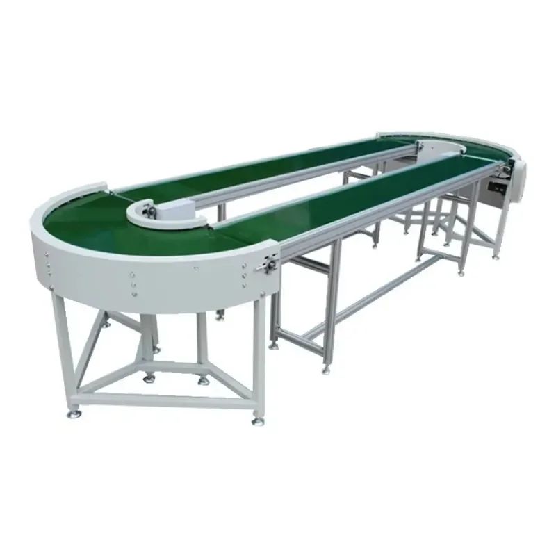 2026 Hot！ New Stainless Steel Adjustable Core Engine Component Drum Motor Powered Ribbed Roller Conveyor 90/180 Degree Curve