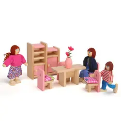 Figure Set Dollhouse Multicolor People Dolls Family Toy Joint Mobility Playing House Wooden Doll Wood Kids Gift Toy