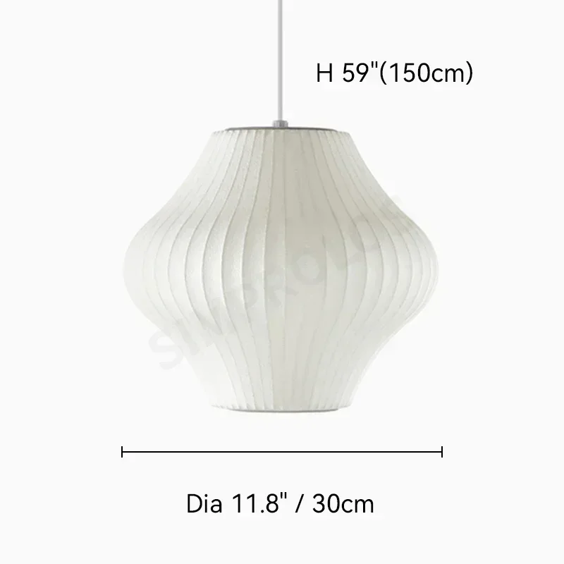 HomeLover Nelson Bubble Silk Fabric LED Pendant Lamp White 4
