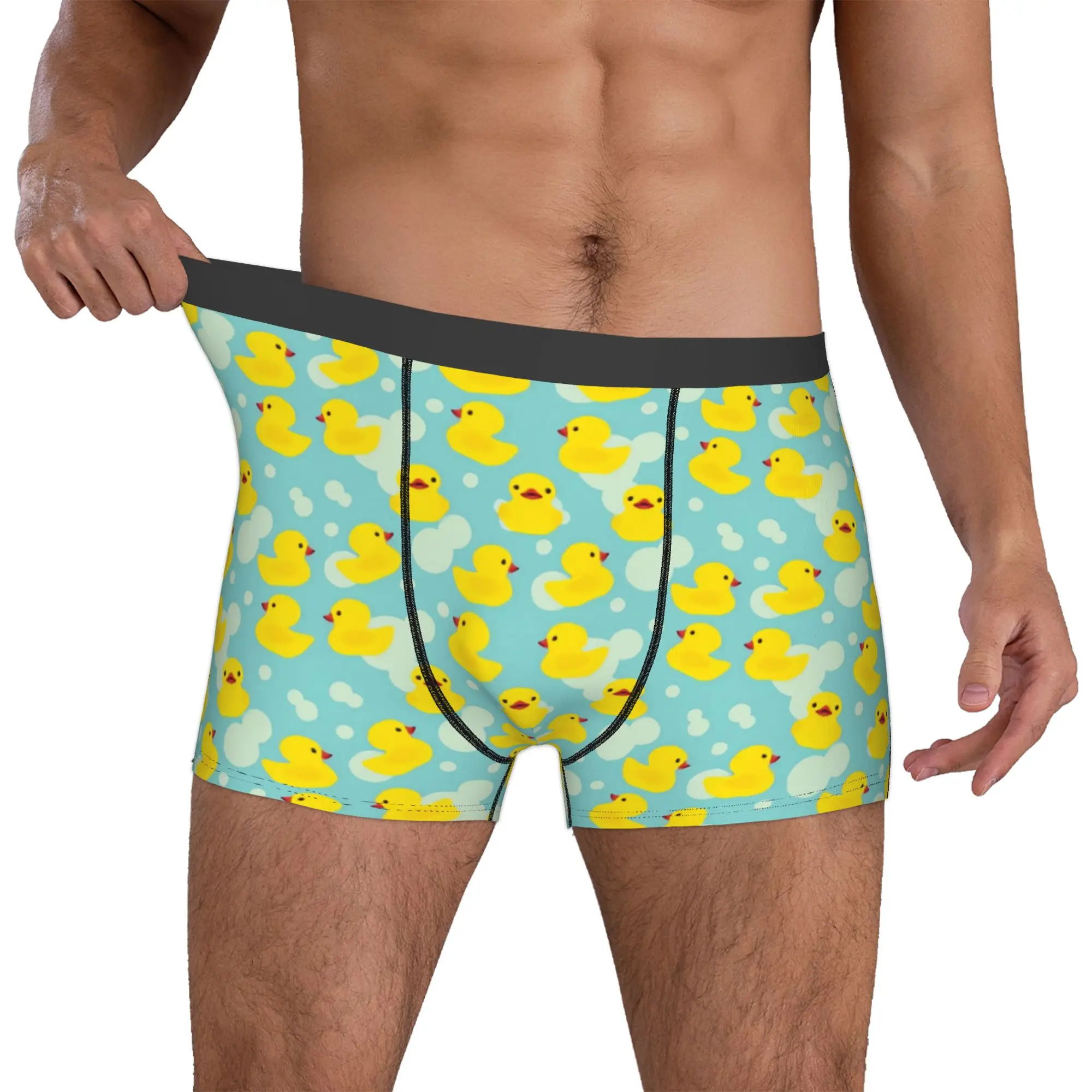 Cute Cartoon Yellow Rubber Duck Pattern  Boxers Shorts Men  Briefs Underwear Funny Underpants