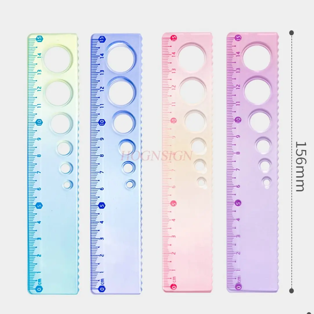 4pcs Student Stationery Hole Soft Ruler with Wave Line Transparent Straight Ruler Multi functional Geometric Ruler