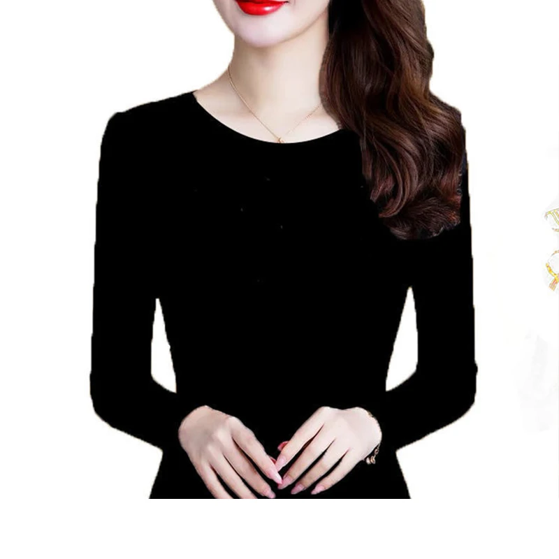 Autumn and Winter Elegant Fashion Office Lady Chic Pullover Women Minimalist Sophisticated Sequins V Neck Long Sleeve Slim Top