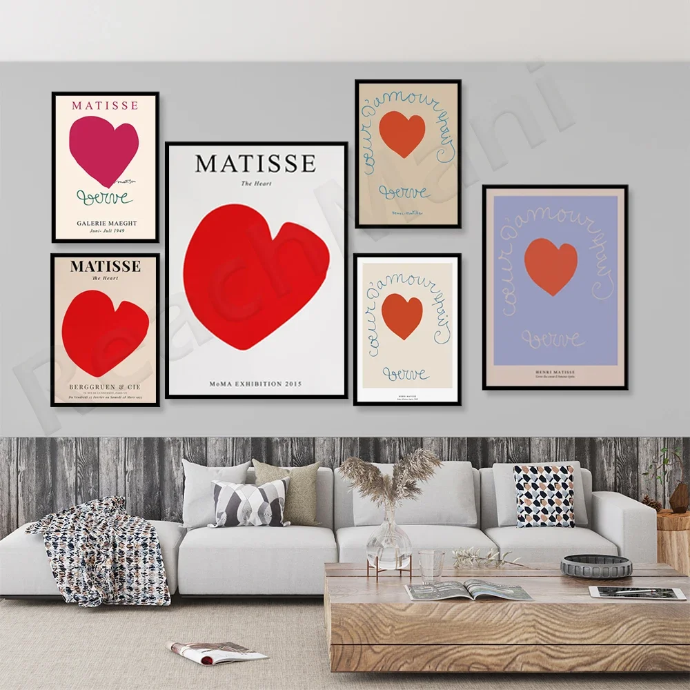 Henri Matisse Herz-Print, Herz des Liebes, herzförmiges Kunstposter, ästhetische Kunst, Poster mit abstrakter Kunst für moderne Innenräume