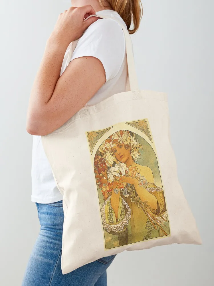 

Flower - Mucha Tote Bag bags luxury women tote bags aesthetic Women's shopper handbag