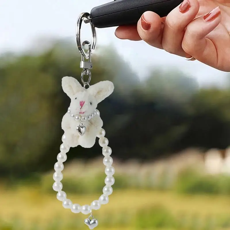 Plush Keychain Cartoon Bunny Pendant Keychain Creative Keychain Bracelet Wristlet Kawaii Plush Keychain For Backpacks Bags