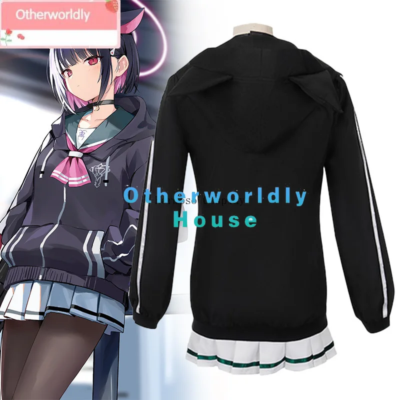 Anime Game Blue Archive Kyouyama Kazusa Cosplay Costume Black Hooded Coat JK Uniform Skirt Woman Sexy Kawaii Spring Party Suit