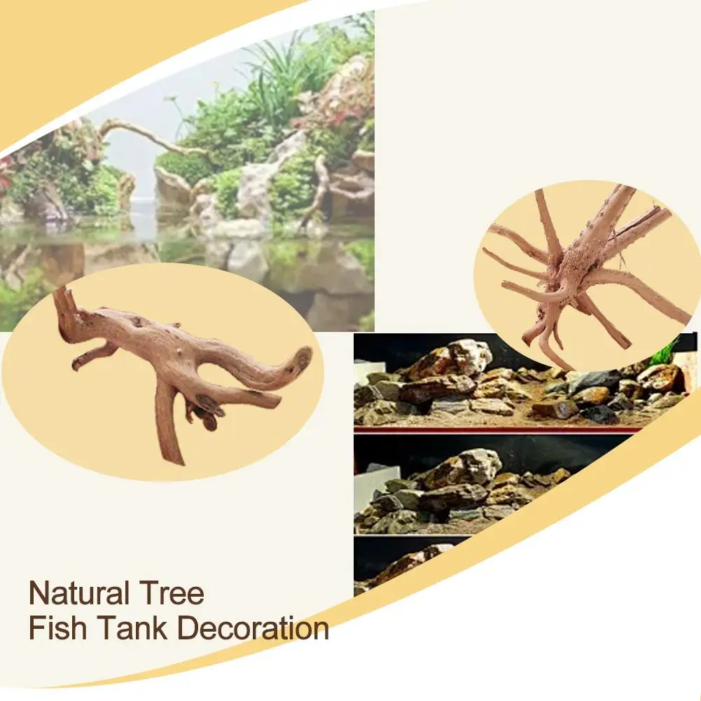 Natural Tree Trunk Driftwood Aquarium Fish Tank Reptile Cylinder Roots Plant Wood Decoration Ornament Aquarium Accessory