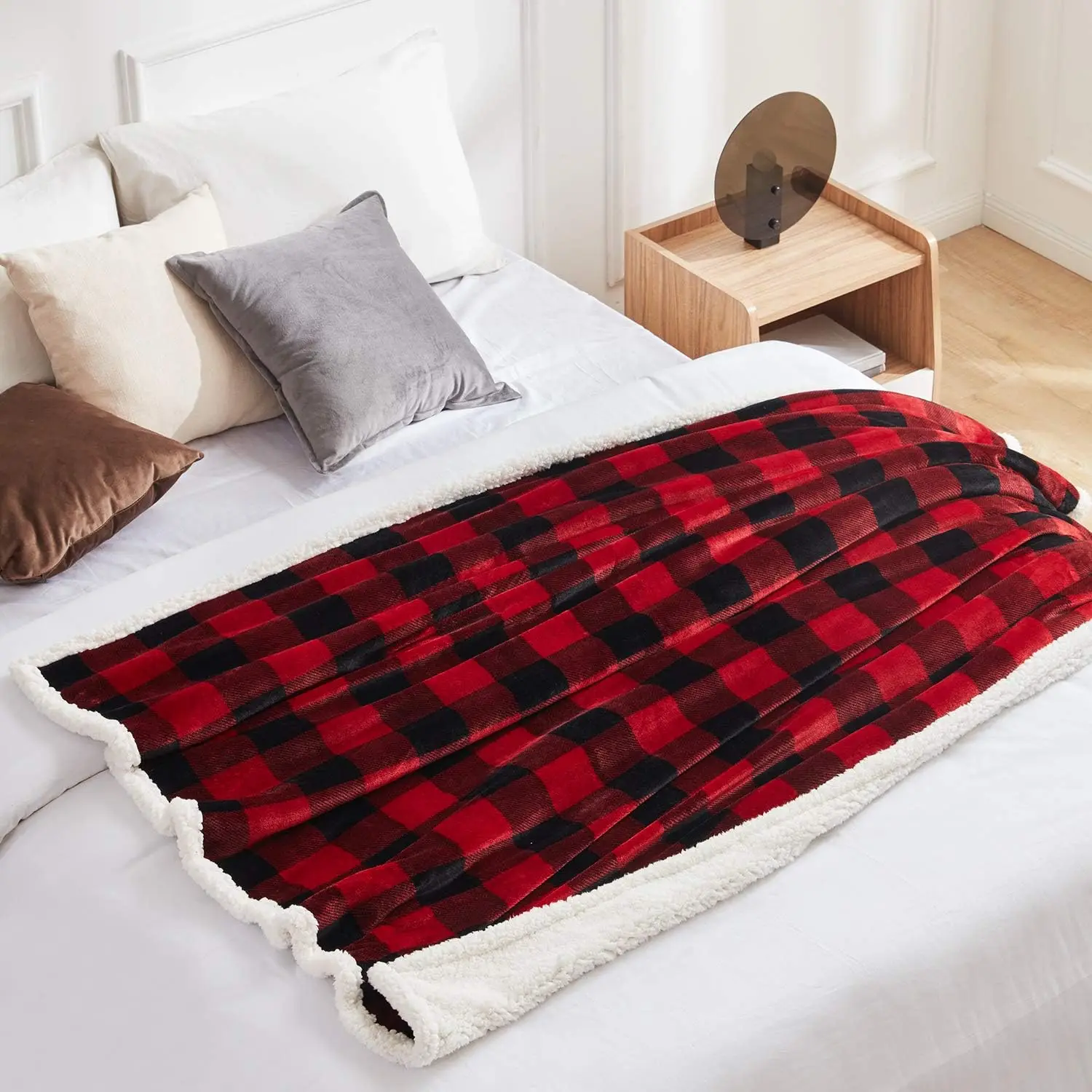 Imagem -03 - Sherpa Vermelho e Preto Buffalo Plaid Christmas Throw Cobertor Macio Cobertor Aconchegante Cobertor de Microfibra Plush Fleece para Sofá-cama e Sofá