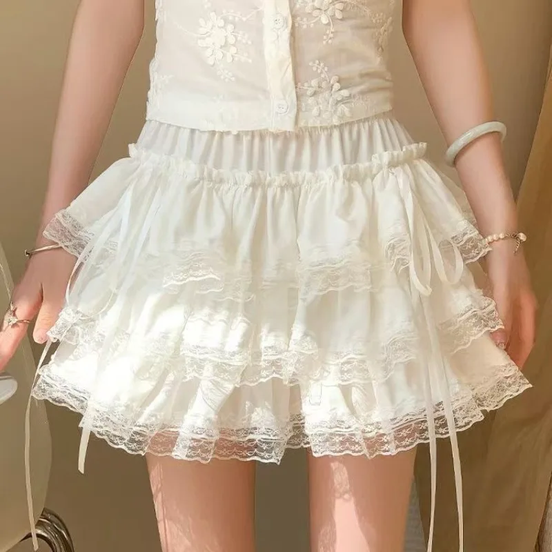 

Новая корейская модная юбка А-силуэта с высокой талией, оборками и бантом, в стиле Hotsweet, с защитой от просвечивания, вдохновленная дофаминовым стилем