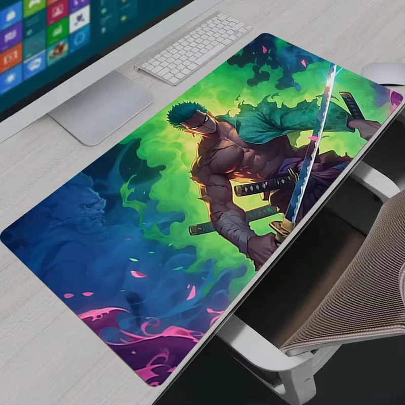 Mouse Pad Gamer Computer Accessories O-One Piece Roronoa Zoro Mousepad Home Gaming XXL Keyboard Pad Non-Slip Office Mouse Mat