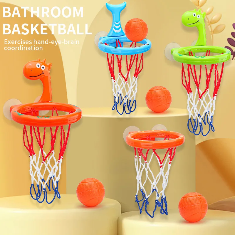 Baby Bath Ball Toy Throw Basket Toys Toddler Bathtub Water Play Summer Pool Toyset Mini Cute Little Dinosaur Basketball Toy Gift