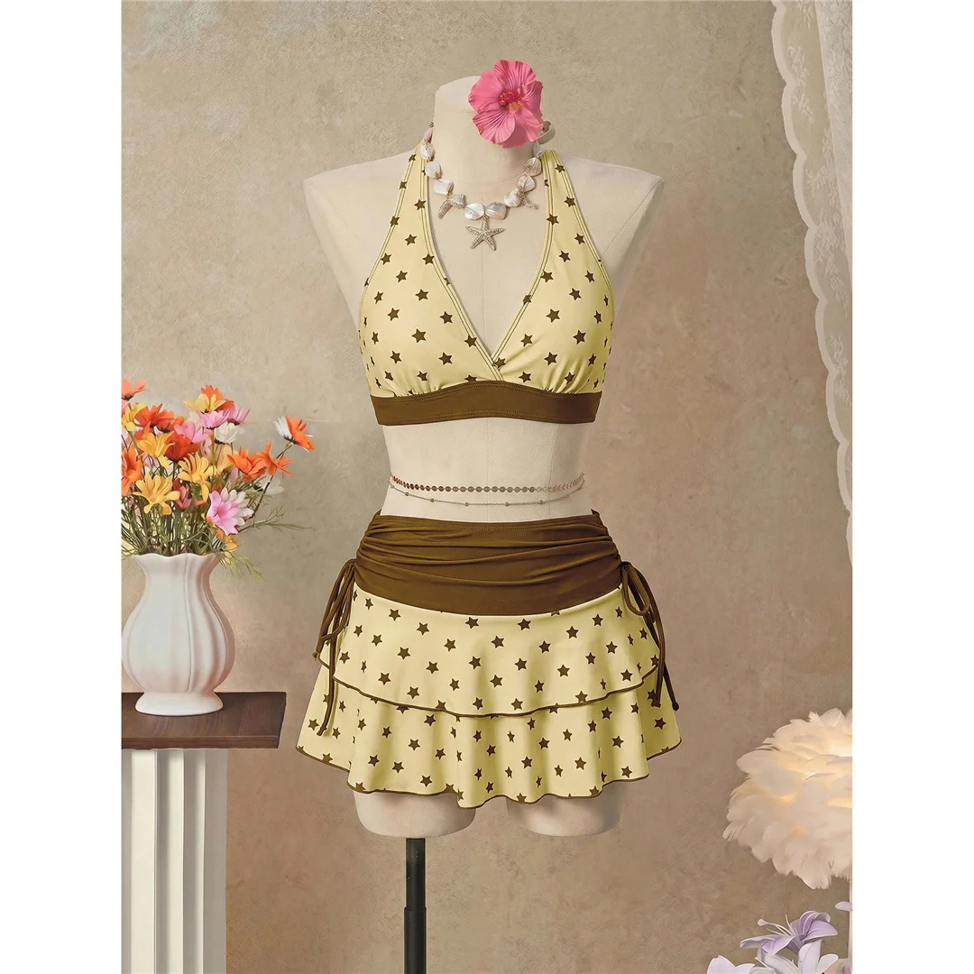 S - XL Mit Rock, Polka-Dot-Blumen-Bikini, Damen-Badebekleidung, dreiteiliges Bikini-Set, Badeanzug, Badebekleidung, Schwimmbekleidung V8518 – Detail 35
