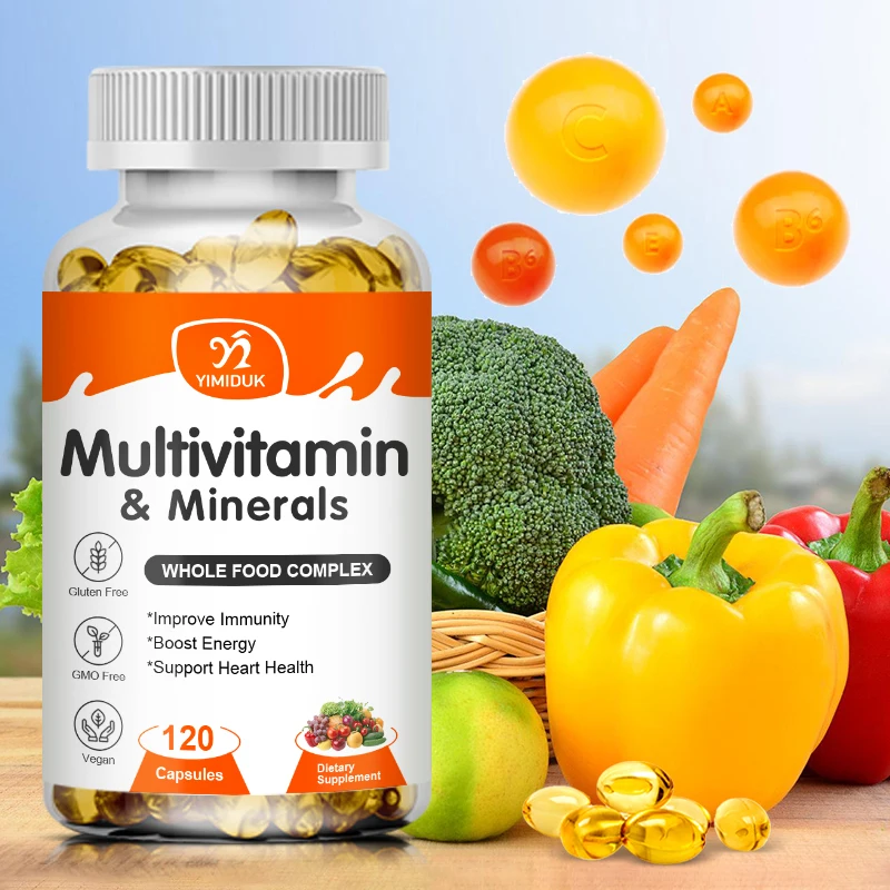 Multivitamin Capsules with Vitamins & Minerals for Energy Brain Heart Skin Eye Health Immune Support for Women & Men