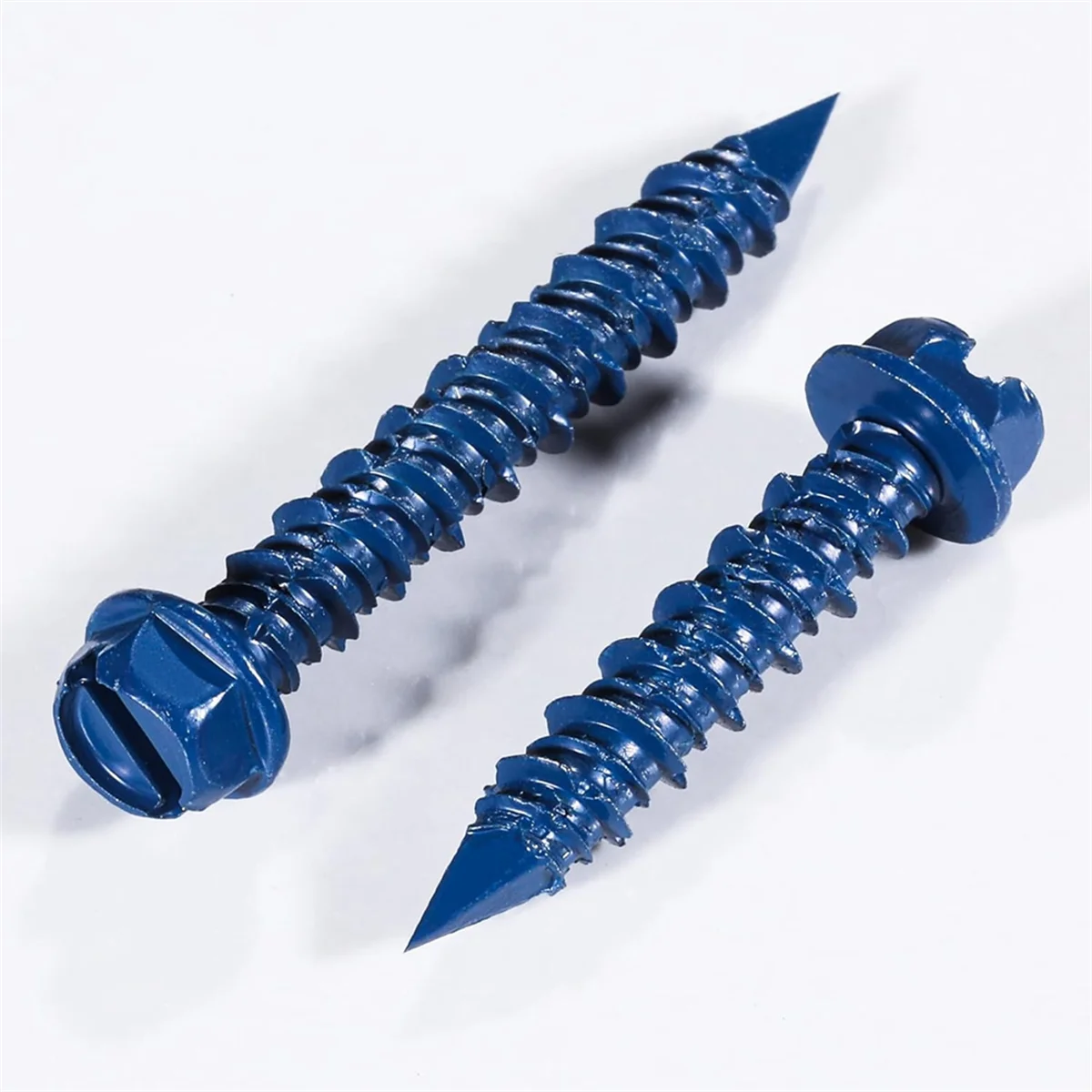 AA25 (40個入り) 1/4インチ x 1-1/4インチ スロット付き六角頭コンクリートアンカー（石材用）、青色六角頭、ブロックやレンガに最適