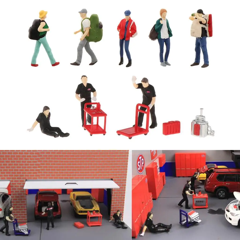 12Pcs 1/64 Figures Diorama Scenario Model Kit Character Layout