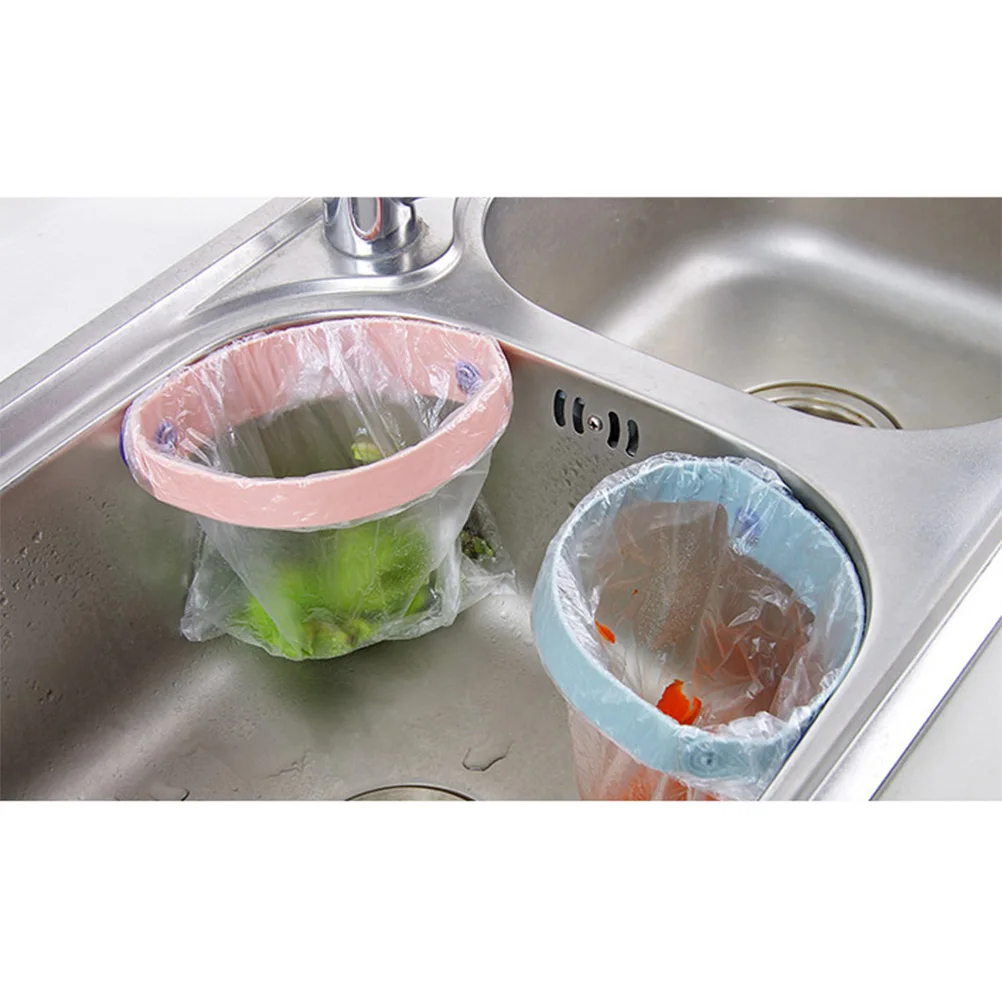 

1pc Strong Suction Cup Hanging Garbage Rubbish Bag Holder PP Cupboard Garbage Sink Hanging Bag Plastic Bracket for Kitchen (Blue
