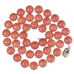 High grade coral necklace 8,10,12,14mm pink orange artificial coral round beads charms weidding party charms necklace 18inch B14