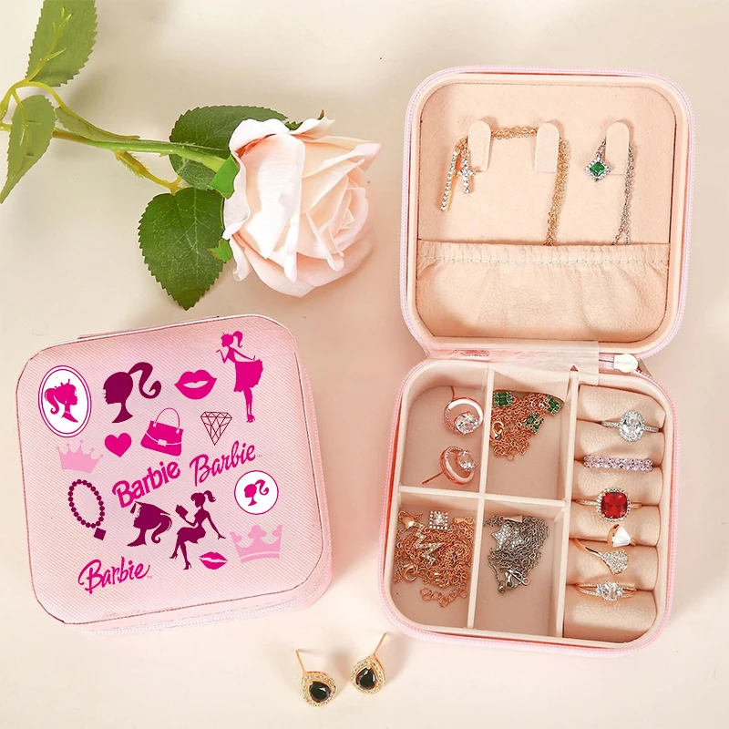 Женская шкатулка для драгоценностей Barbied, органайзер, коробка для хранения, дорожный портативный футляр для ювелирных изделий, серьги, ожерелье, кольцо, шкатулки для драгоценностей, подарки на день рождения