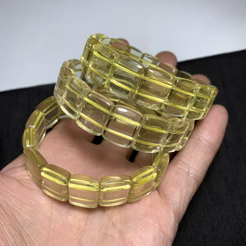 

Natural Yellow Citrine Quartz Clear Rectangle Beads Bracelet 16x12mm Crystal Wealthy Stone AAAAA