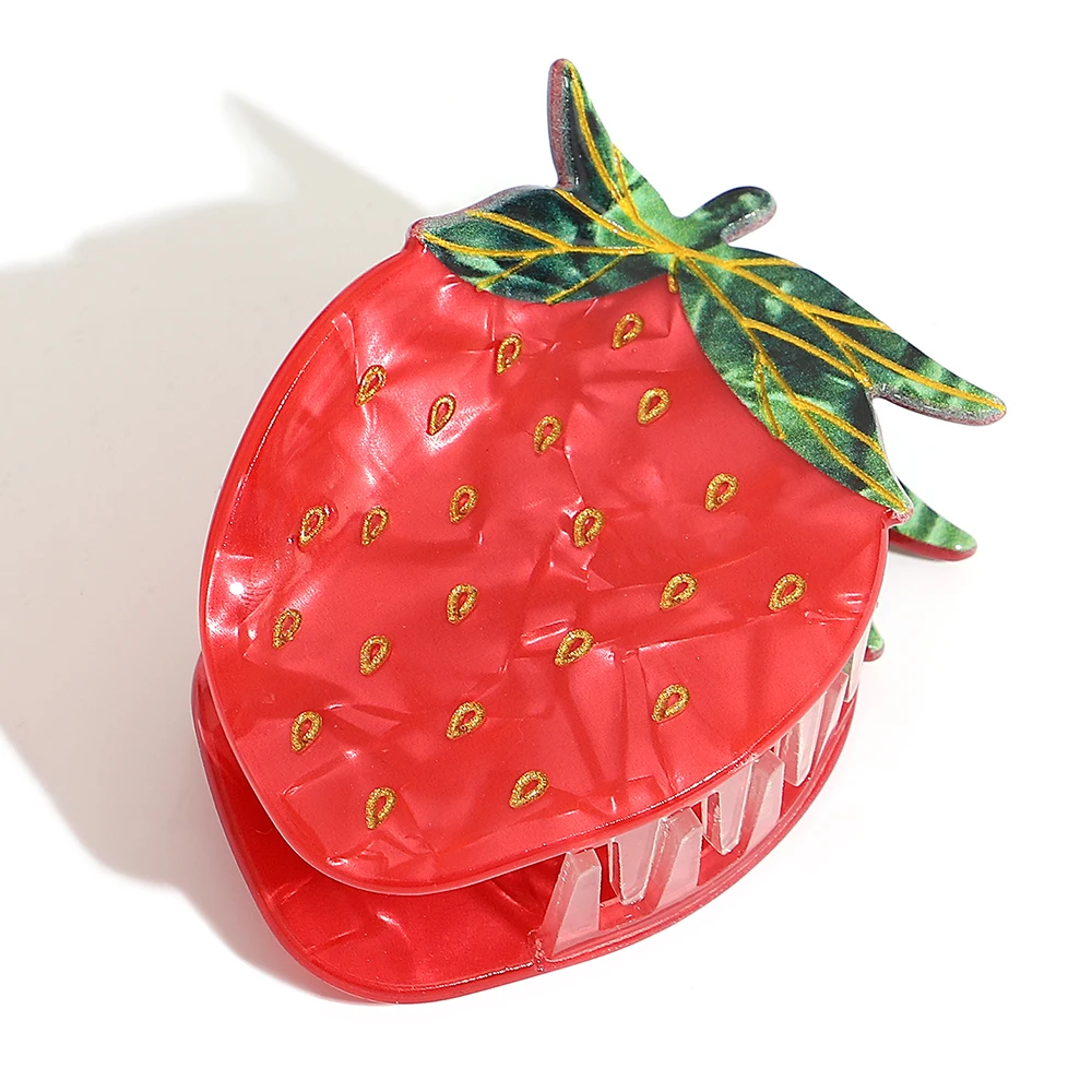 

Creative Acetate Strawberry Shark Hairpin Women's Girls Cute Acetate Fruit Accessories Tool Hair Clip Claw For Fixed Headress