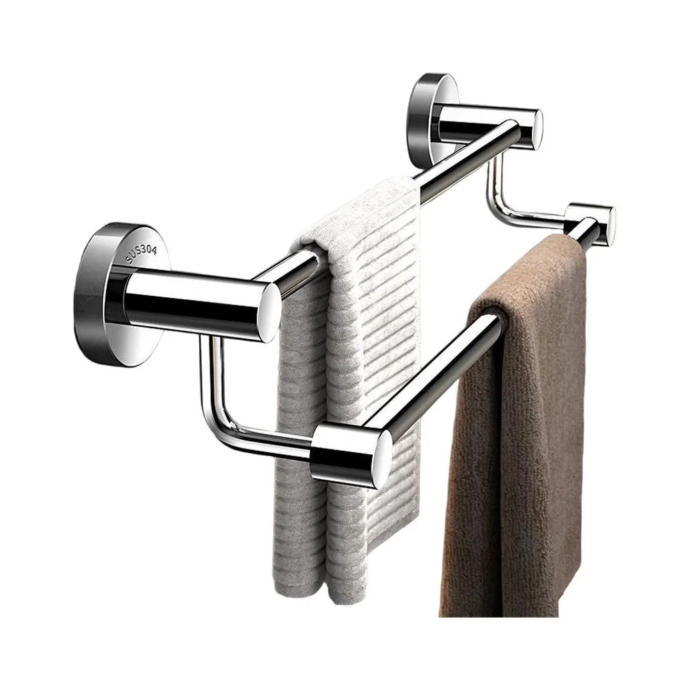 Stainless Steel Double Towel Bar with Scientific Projection Design for Improved Airflow and Efficient Towel Drying