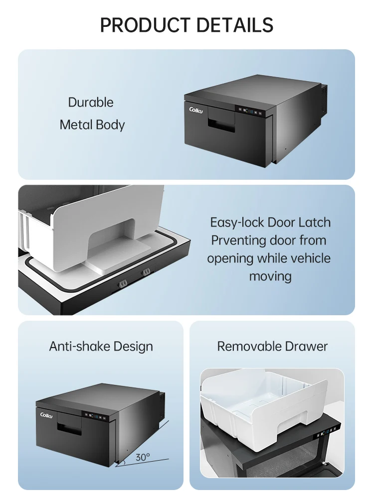 21L Mini Car Fridge Refrigerator With Drawer Plastic Compressor Ice Maker 24v Cooling Mode Freezer