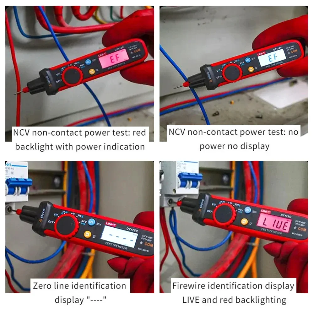 UNI-T UT118C Pen-Type Meter True RMS AC/DC 600V Mini Digital Multimeter Electrical Tool Resistance Capacitance Frequency Diode