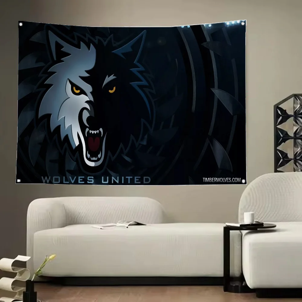 Minnesota Timberwolves Logo Custom Flags for Rooms Pride Flag to Hang Flaga Outdoor Decor Cute Room Decor Home & Garden Funny