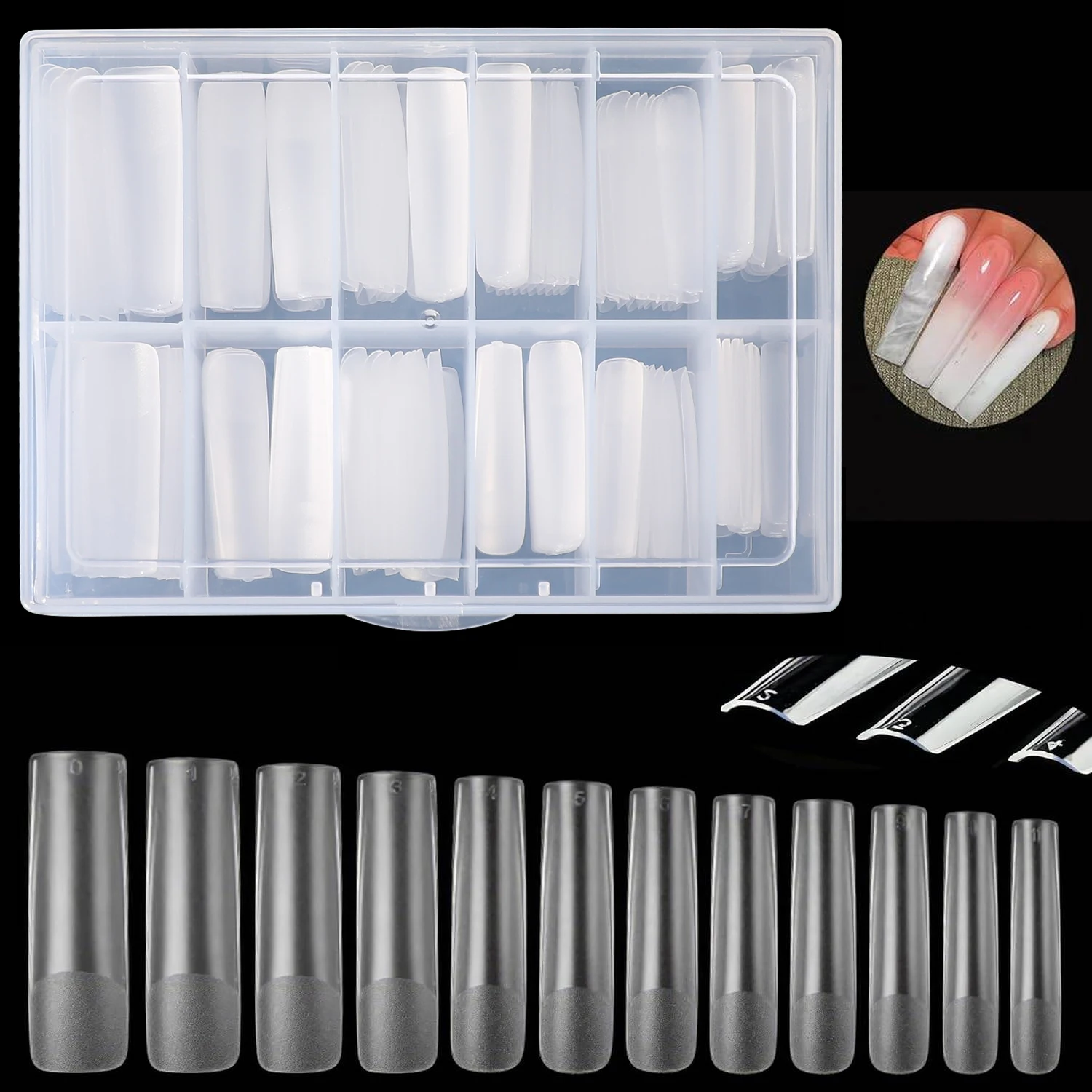 

MOROVAN：Matte Straight Long Style Fake Nails, Full Coverage, Shiny, Suitable for both Women and Girls, 24-piece Set for DIY at H