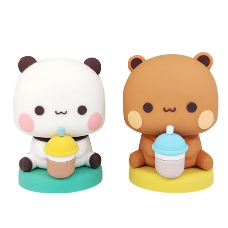 Hot Bubu And Dudu Panda Bear Figure Doll Boba Tea Kawaii Action Figures Toy Collection Ornaments For Fans Girls Children Gift