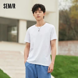 Semir-Camiseta de manga corta de algodón para hombre, ropa fina y versátil, Color sólido, novedad de verano, 2024