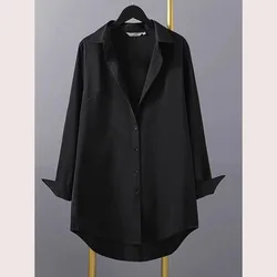 Camisa holgada con botones y solapa para mujer, blusa informal de manga larga de gran tamaño, ropa que combina con todo, Otoño, 2023