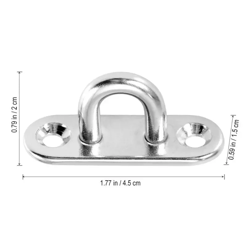 3PCS Hook Eye Plate Heavy Oblong Duty Steel Stainless Pad Mount Wall U Boat Ceiling Hanger Ring Garage Hammock D Design Shape