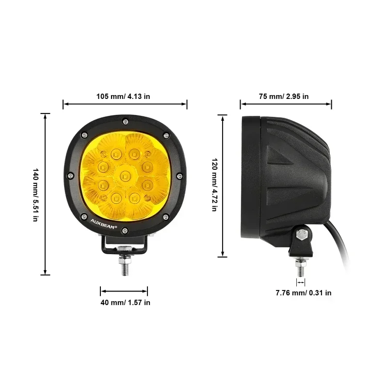 4 Inch 90W Round Work Light 3535 LED Spot Flood Driving Light LED Driving Lamp For Jeep Wrangler Truck Offroad SUV ATV UTV 2Pcs