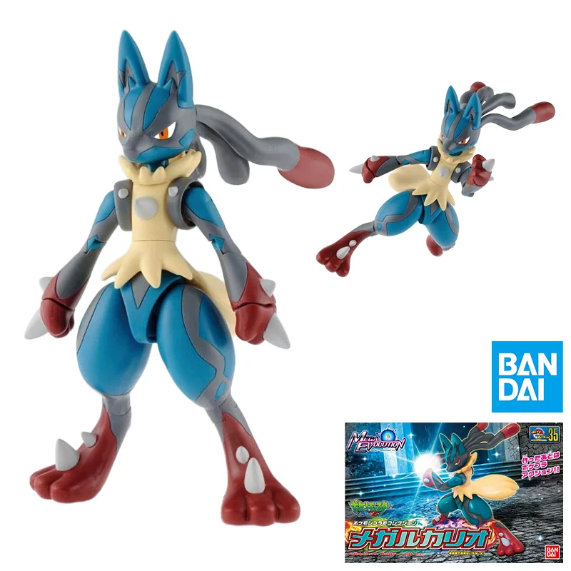 Bandai Original Pokémon Mega Lucario ​ ​    Figurines d'action Anime, jouets à assembler, modèle de collection, ornements, cadeaux pour enfants
