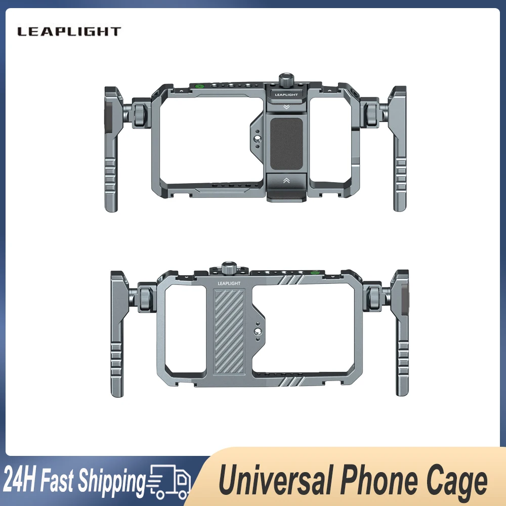 Leaplight-Universal Phone Camera Cage com Dual Hand, Smartphone Video Rig Kit, Vlog para iPhone e Android, Tripé Light Grip