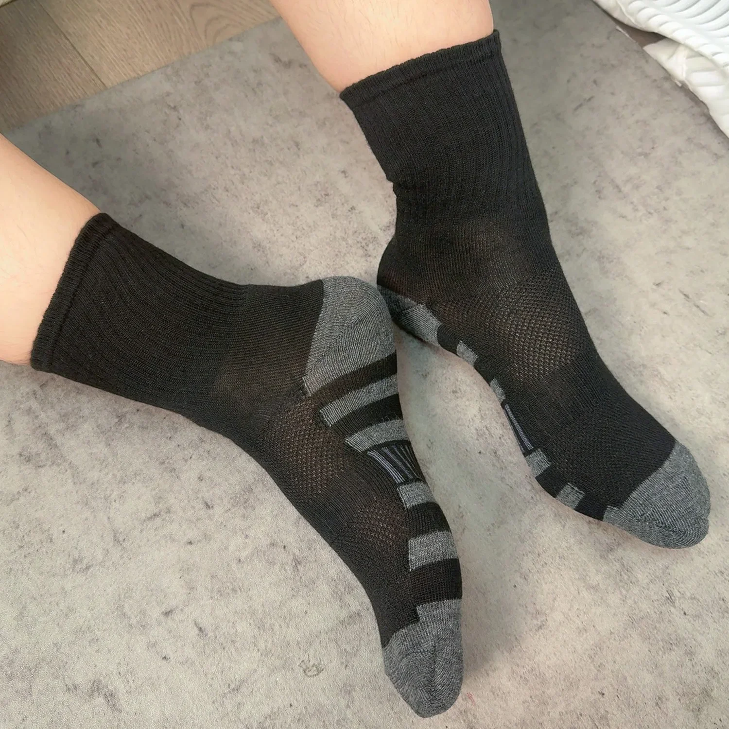 Laufsocken für Herren, feuchtigkeitsableitende Sportsocken, atmungsaktive Polyester-Wadensocken für Fitness-Training, Radfahren, Outdoor – Detail 11