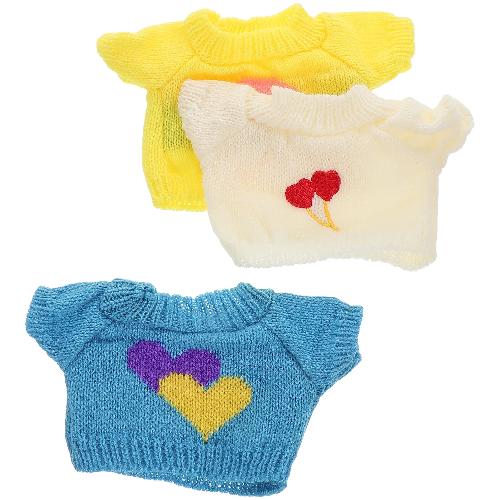 

3Pcs Cute Bear Sweater Set Snug Fit Soft Washable Interchangeable Outfits for Stuffed Animal Collection Dress Up Creative Play