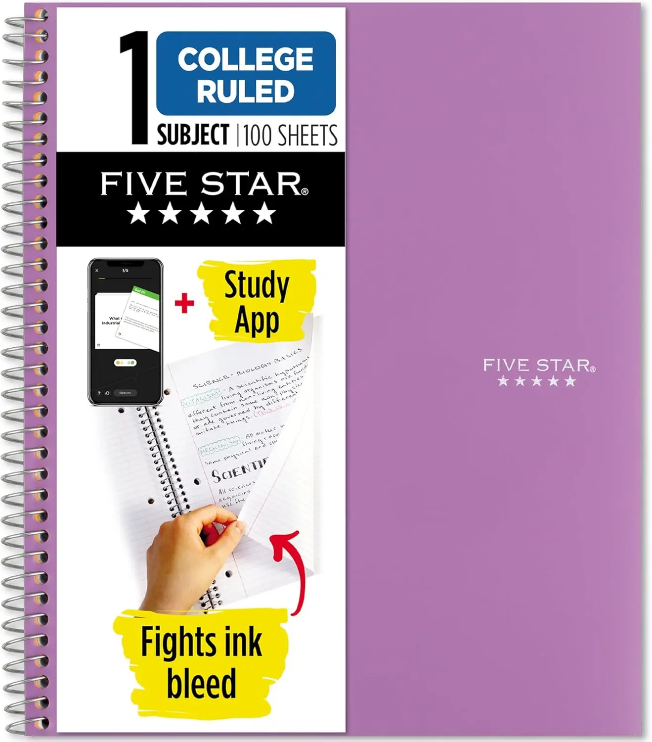 

Spiral Notebook 1 Subject College Ruled 100 Sheets 8.5x11, Ink Bleed Resistant, Water Resistant Cover, Amethyst Purple