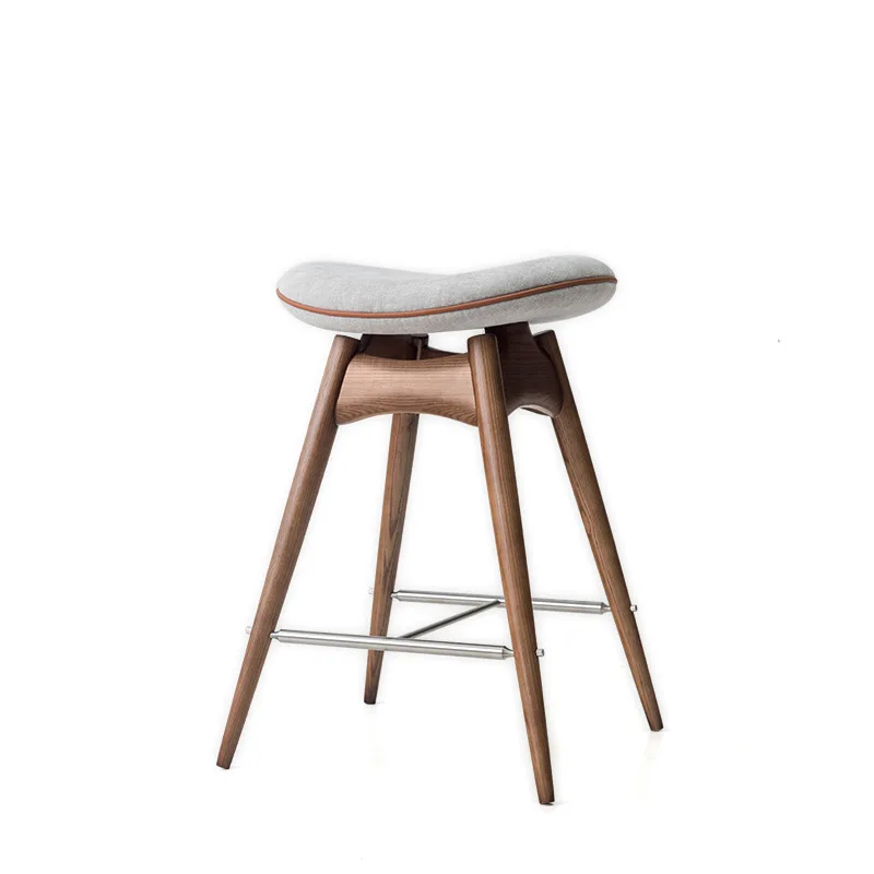 

Solid wood bar chair, Nordic home restaurant club simple modern compass bar stool