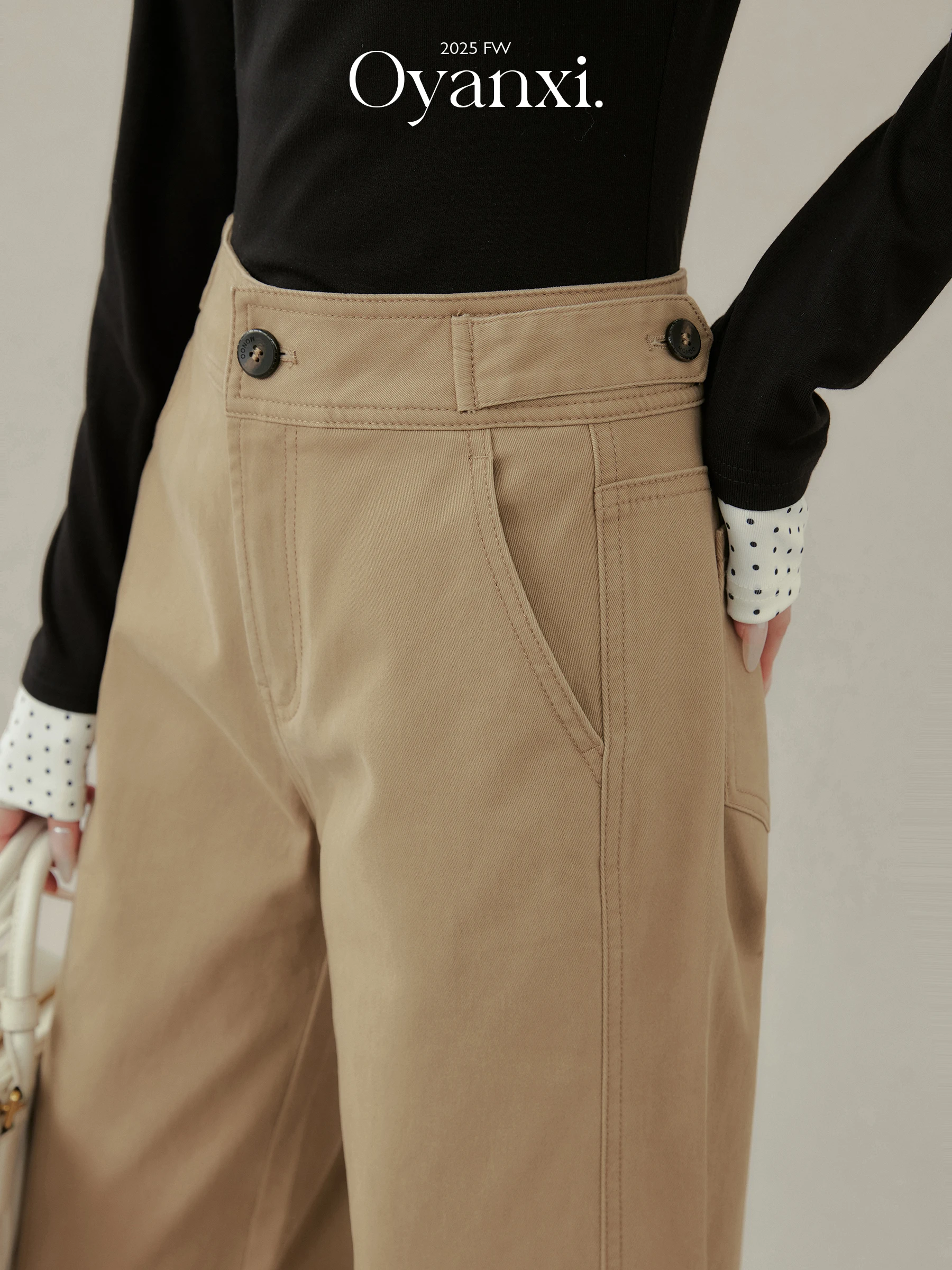 Kaki Wijde Pijpen Casual Broek Vrouwen Hoge Taille Drape Losse Rechte Pijpen Broek Herfst Winter Faion Pendelen Sle Koreaanse Merk