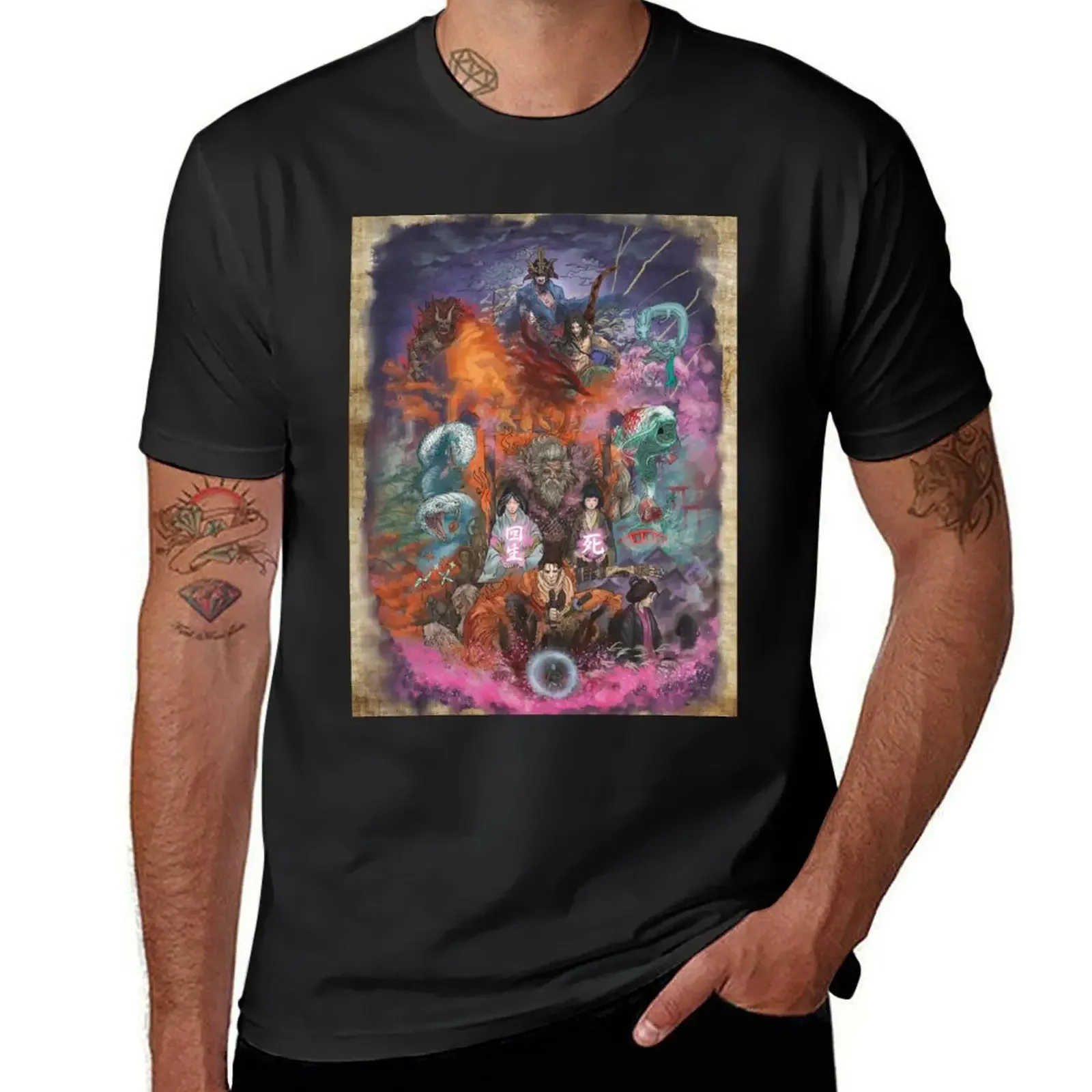 

Okami sekiro T-Shirt vintage anime shirt tees heavyweights Men's cotton t-shirt