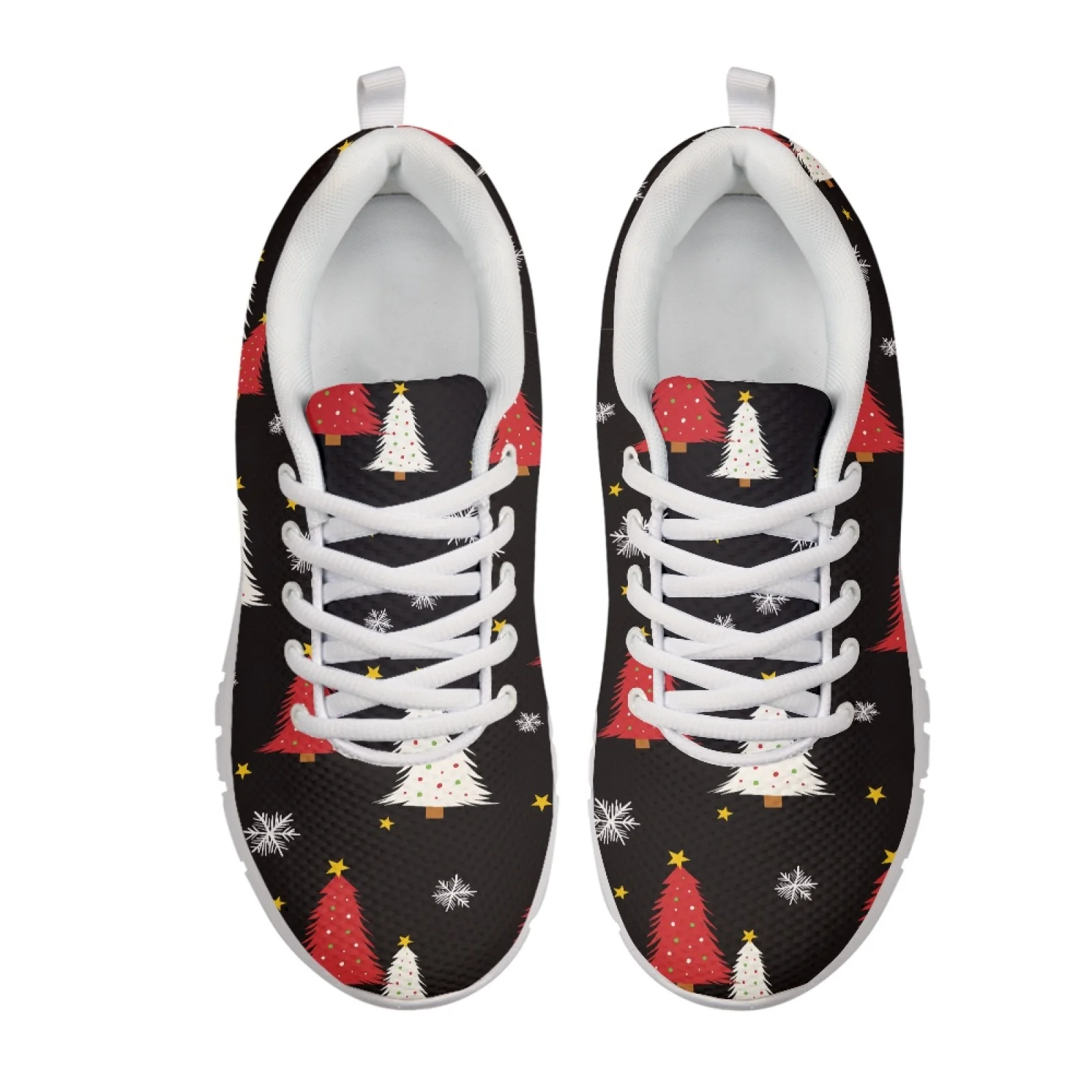 Coloranimal Christmas Tree Snowflake Print Athletic Sneaker Mesh & EVA Sole Running Sneakers Breathable Running Shoes for Women