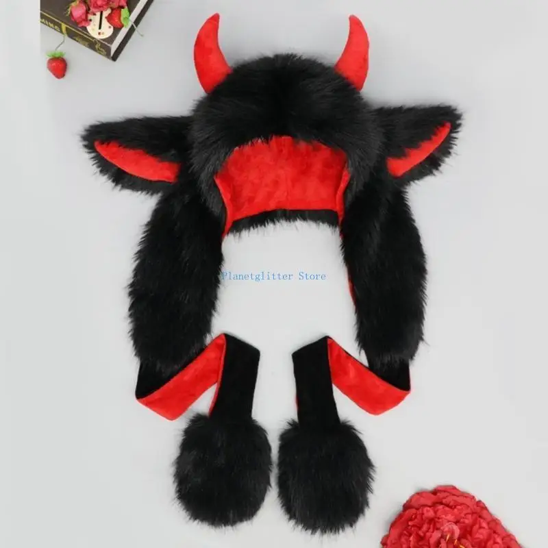 

652B Cartoon Plush Yak Ear Hat Windproof Warm Hat Pullover Hat Coldproof Winter Hat